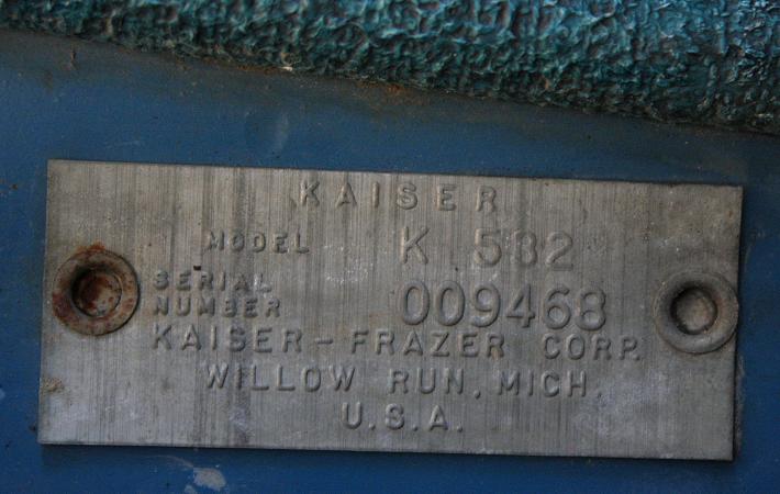 Example serial plate from the driver side door post