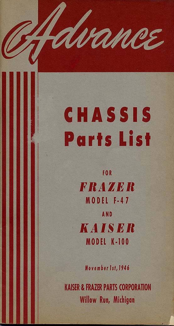 1947 Advance Kaiser-Frazer Chassis Parts List