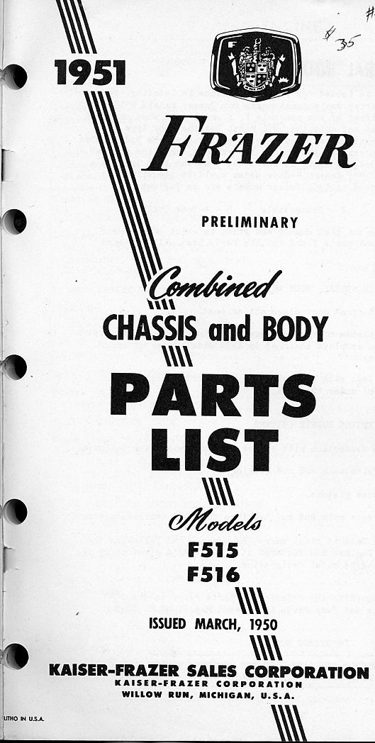 1951 Frazer Parts List