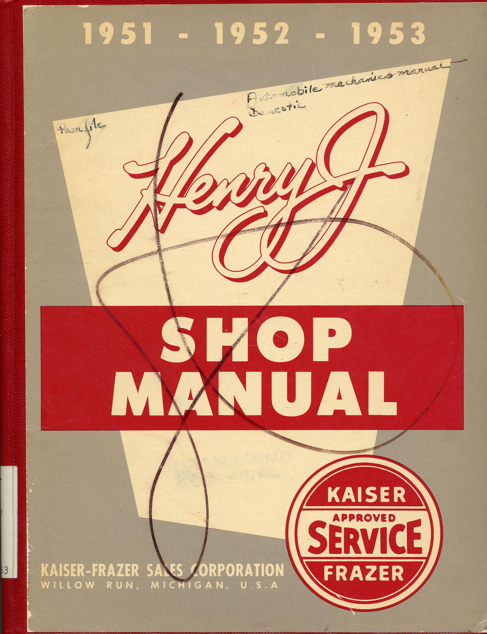 Henry J Shop Manuals List